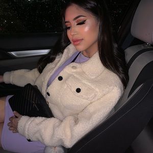 White furry crop jacket